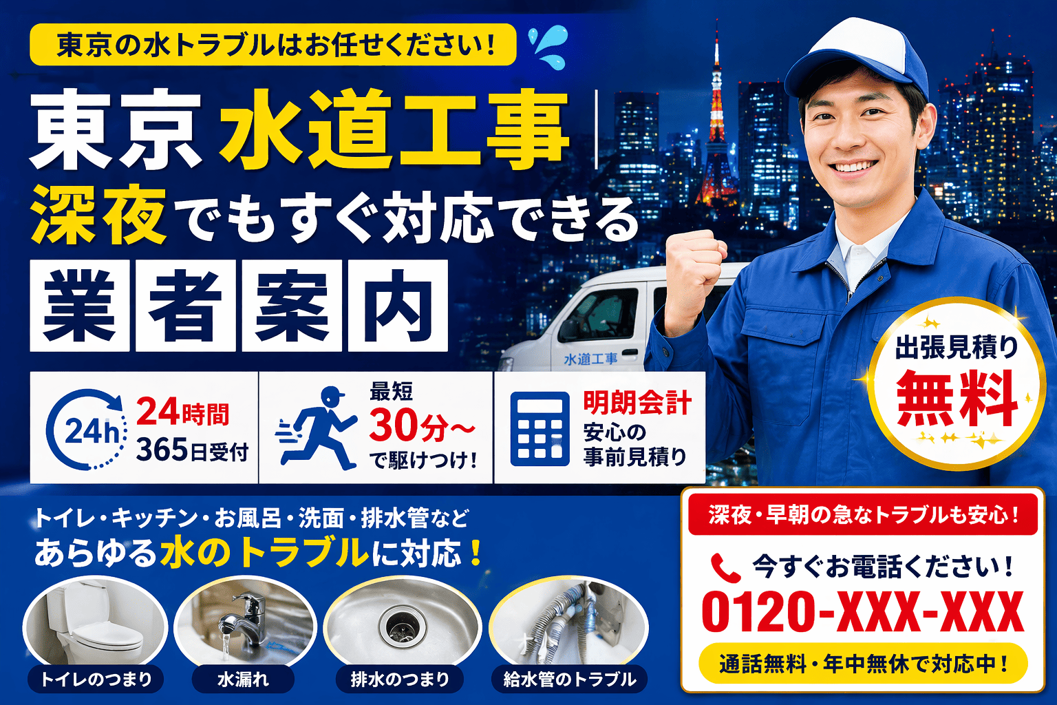 東京水道工事｜深夜でもすぐ対応できる業者案内